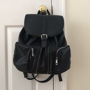 Faux Leather Drawstring Backpack